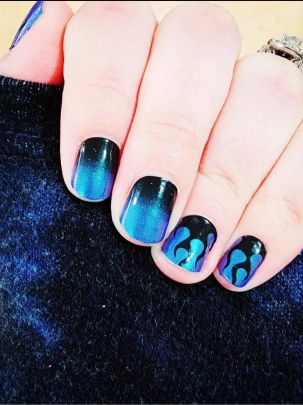 *Exclusive* Color Street: Hall of Flame | Blue Black Fire Shimmer Party Goth - Picture 13 of 15